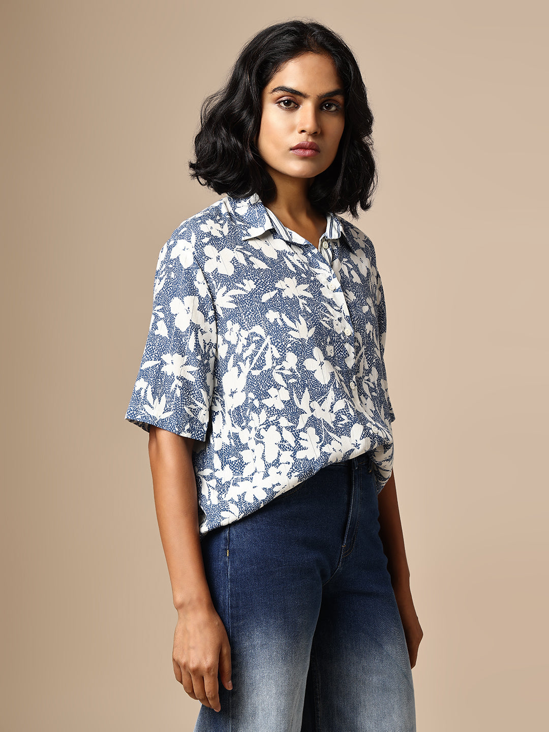 PRINTED LUREX CREPE SHIRT