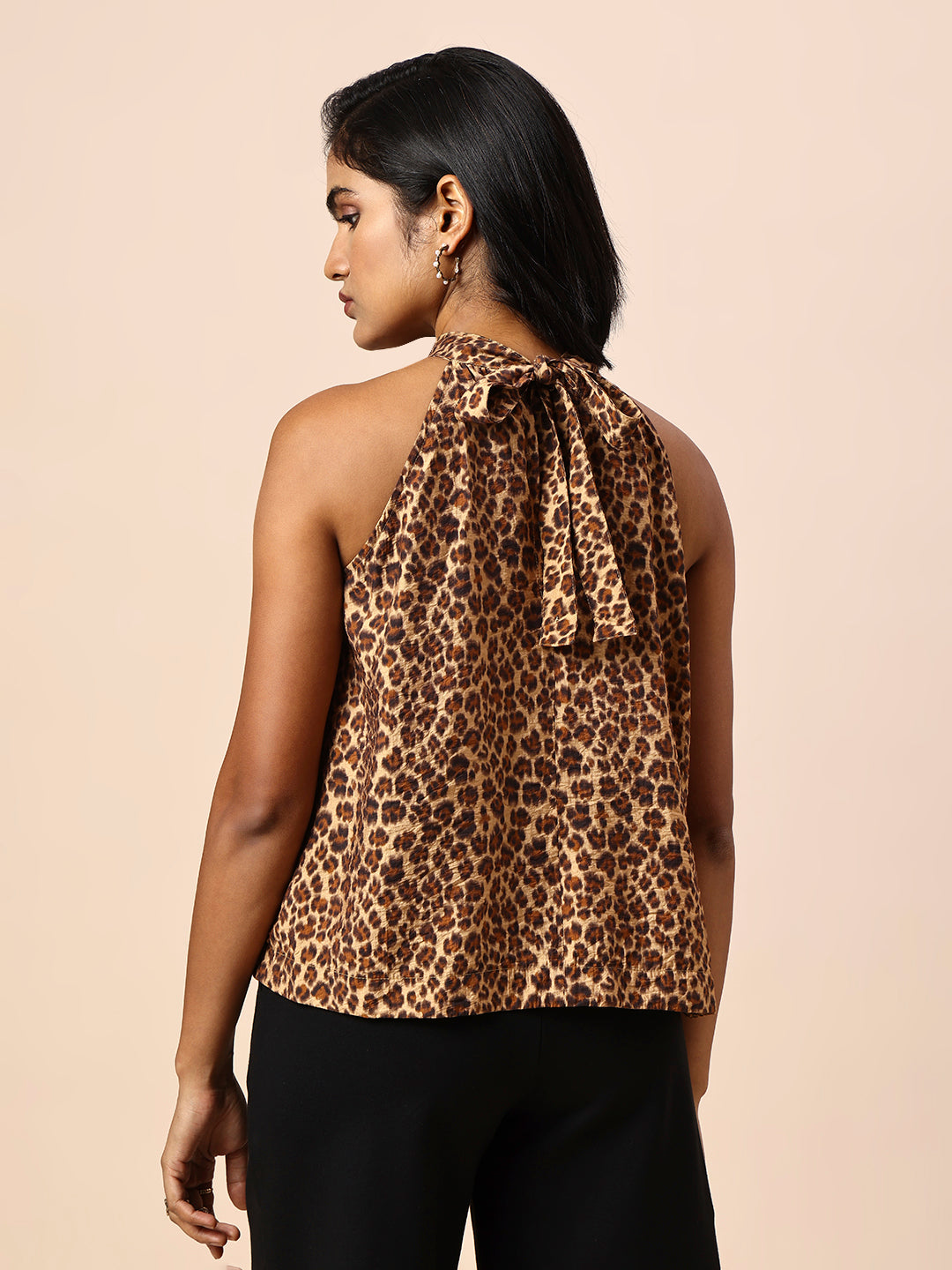 LEOPARD PRINTED HALTER SWING TOP