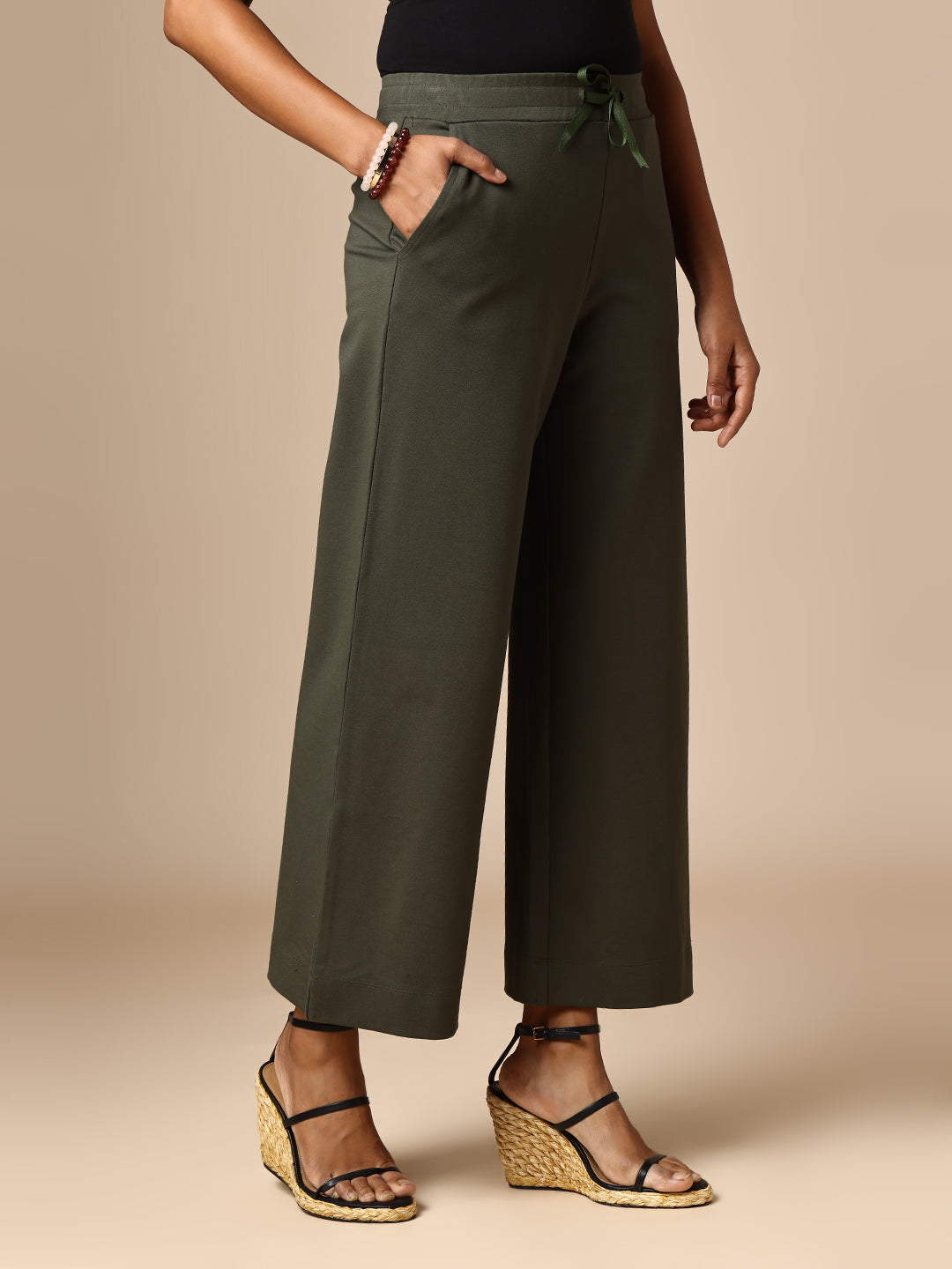 HEAVY KNIT WIDE LEG PULL ON LOUNGE PANTS