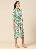 OVERBLOWN CACTUS PRINTED MODAL TIERED SHIRT DRESS