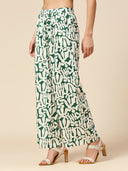 OVERBLOWN CACTUS GRAPHIC PRINTED SLIP ON FLUID PLEATED PANTS