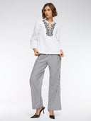 WHITE POPLIN TUNIC WITH STRIPPED BOTTOMS CO-ORD SET