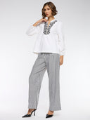 WHITE POPLIN TUNIC WITH STRIPPED BOTTOMS CO-ORD SET