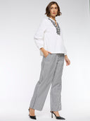 WHITE POPLIN TUNIC WITH STRIPPED BOTTOMS CO-ORD SET