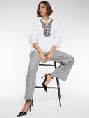 WHITE POPLIN TUNIC WITH STRIPPED BOTTOMS CO-ORD SET