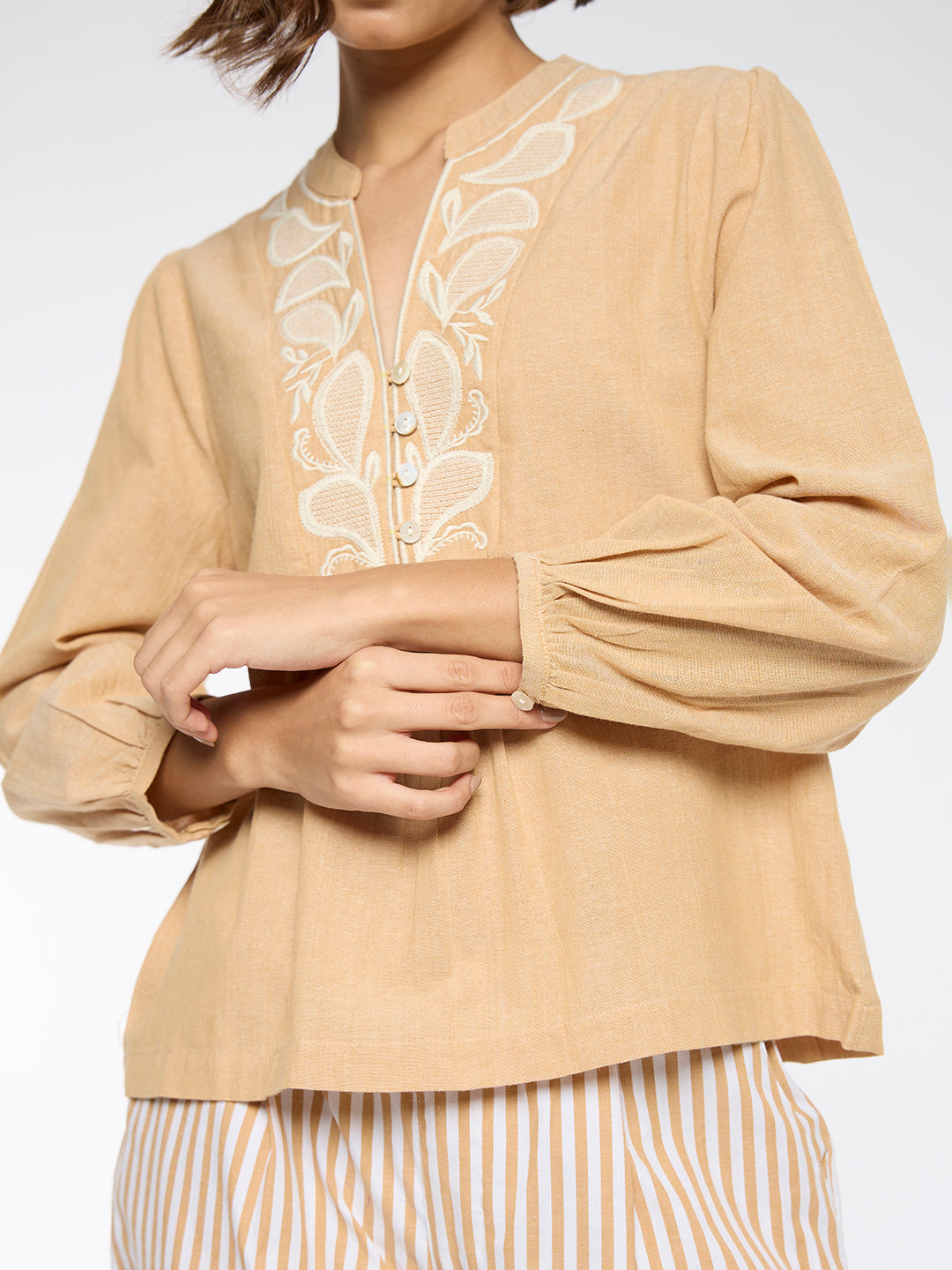 EMBROIDERED TUNIC & PLEATED PANTS CO-ORD SET