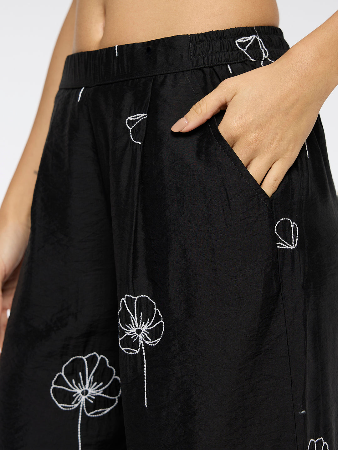 CRUSHED SATIN EMBROIDERED CO-ORD SET