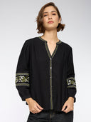 TWILL EMBROIDERED TOP