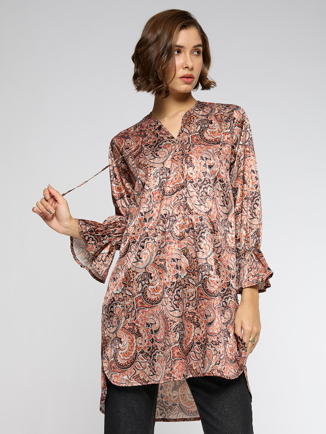 PAISLEY PRINTED LONGLINE TUNIC