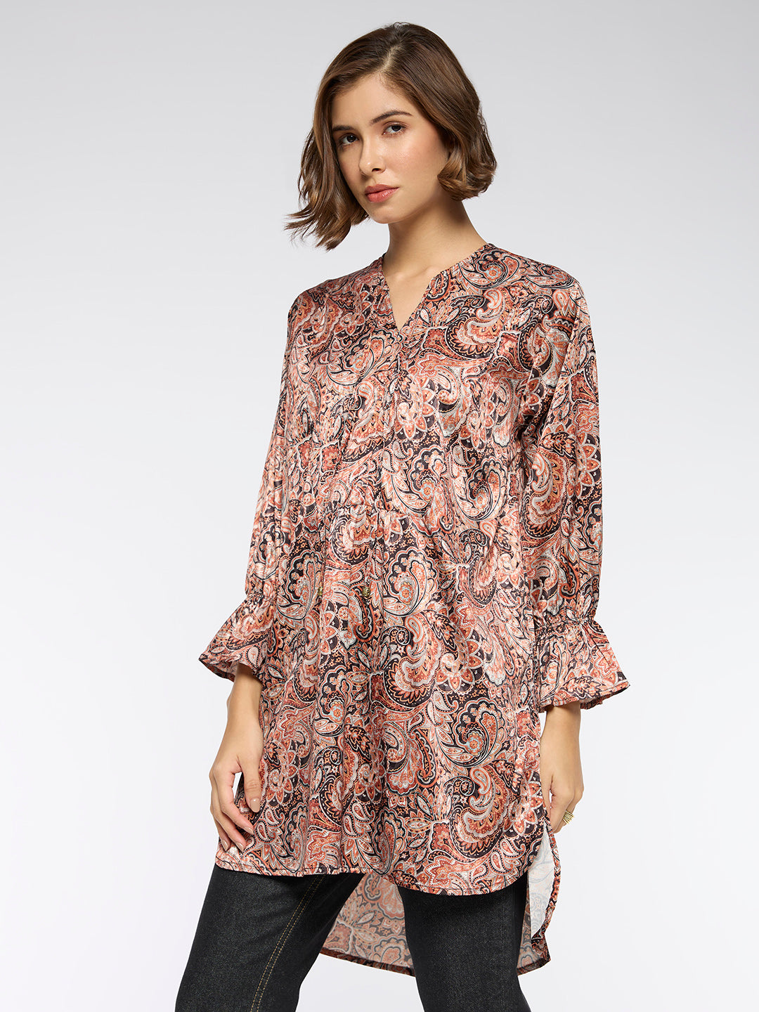 PAISLEY PRINTED LONGLINE TUNIC