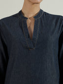 LONGLINE DENIM TOP WITH PAISLEY BOTTON CO-ORD SET