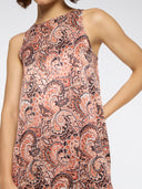 PAISLEY SATIN JACQUARD INCUT A-LINE DRESS