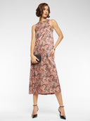 PAISLEY SATIN JACQUARD INCUT A-LINE DRESS