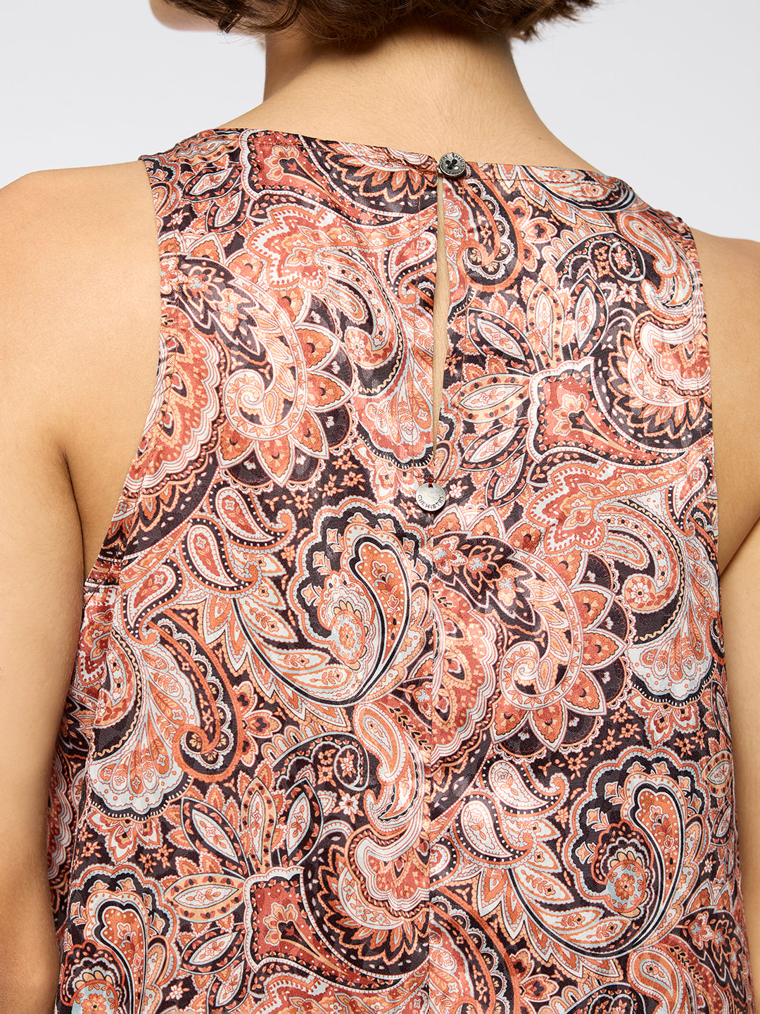 PAISLEY SATIN JACQUARD INCUT A-LINE DRESS