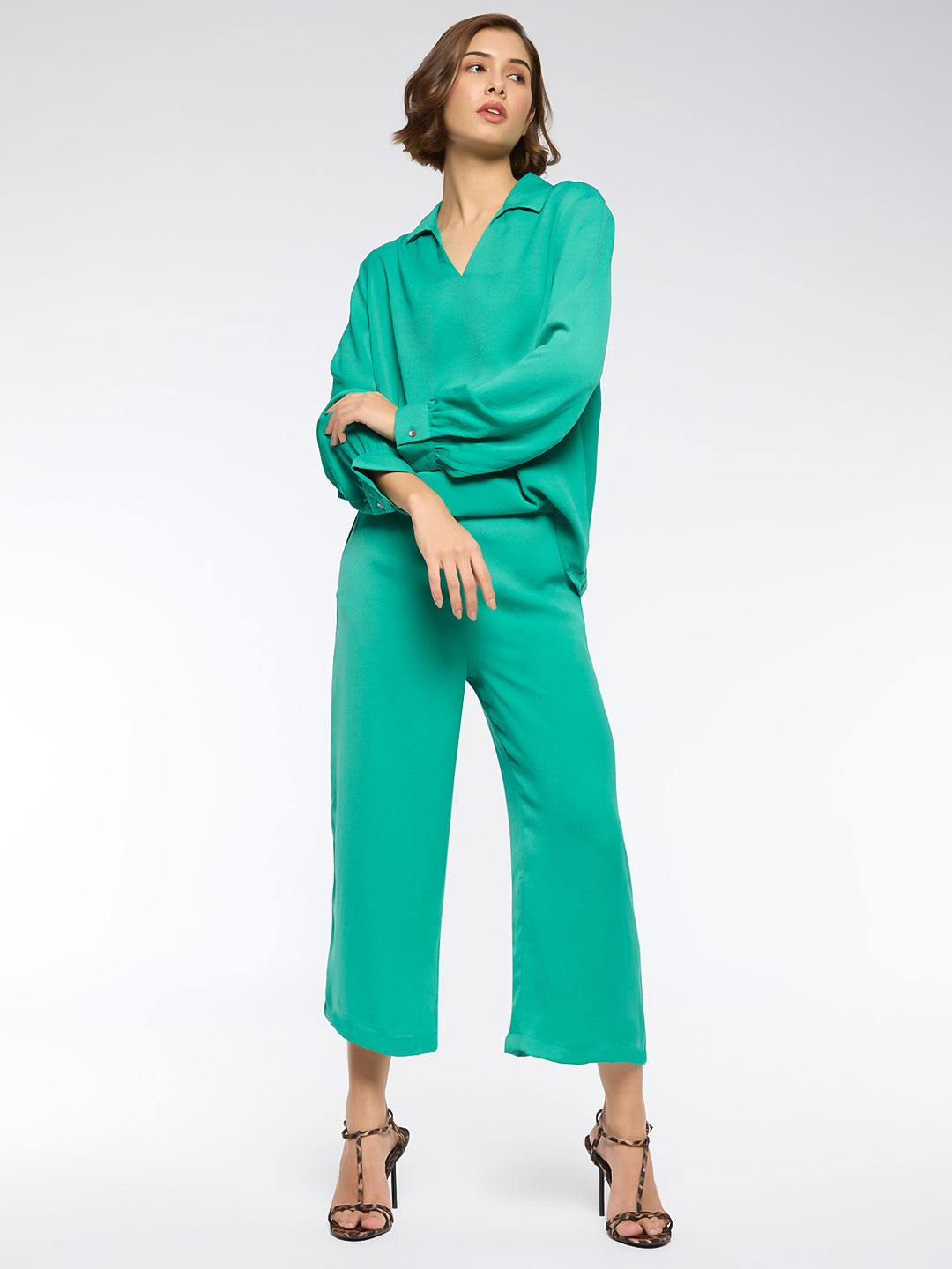 HAMMERED SATIN POP OVER TUNIC & PANTS CO-ORD SET