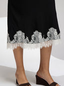 LACED TWILL SKIRT