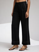 TWILL CONTRAST STITCHED RELAXED FIT TROUSERS