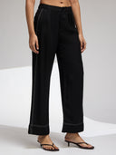 TWILL CONTRAST STITCHED RELAXED FIT TROUSERS