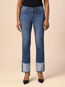 STRAIGHT LEG JEANS W/ FAUX TURN UP