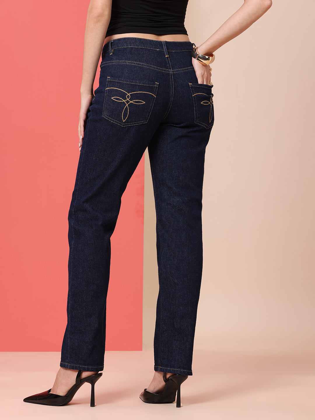 ESSENTIAL DENIM MID RISE SLIM LEG JEANS