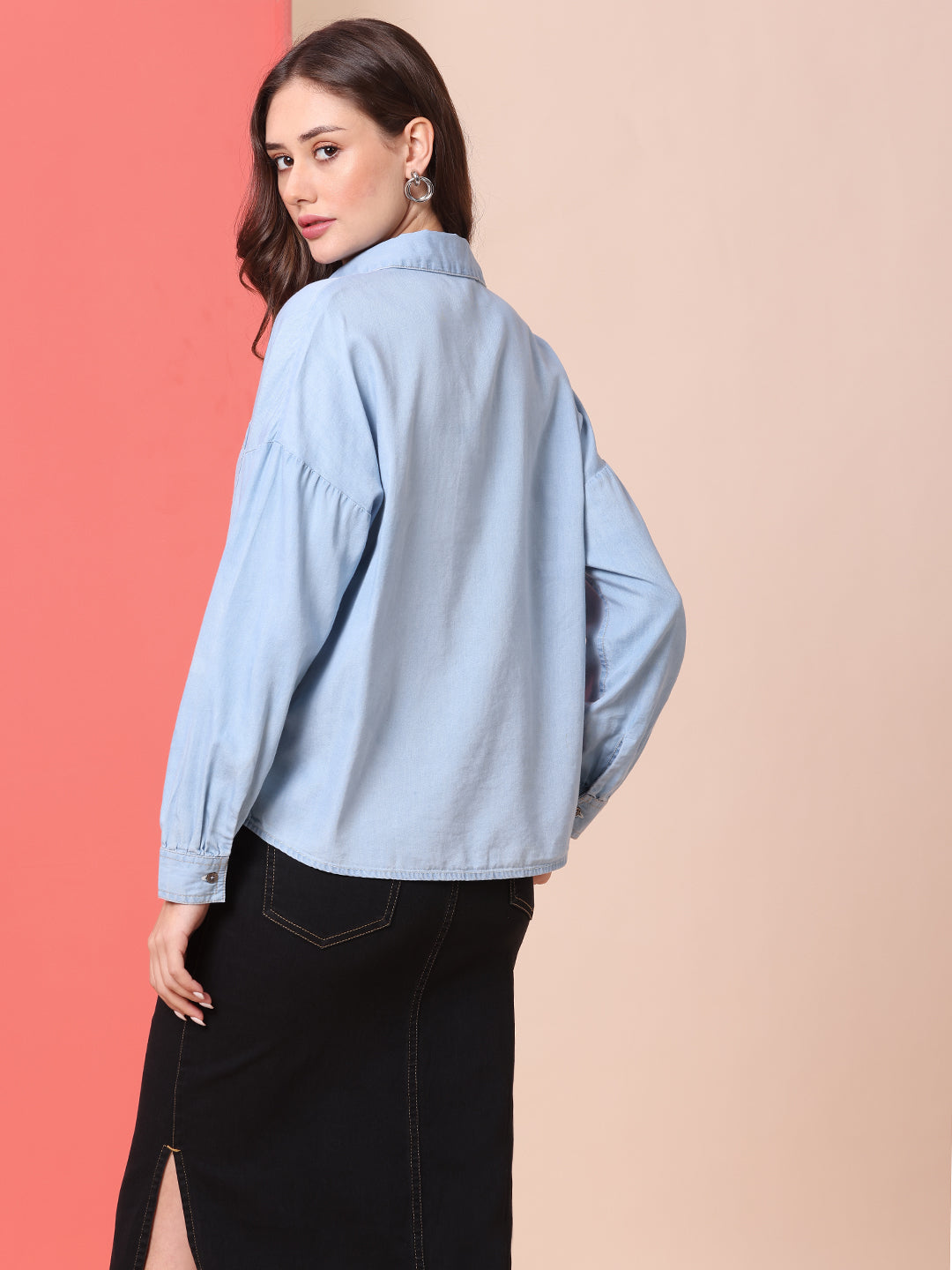 DENIM DROP SHOULDER LOOSE FIT SHIRT