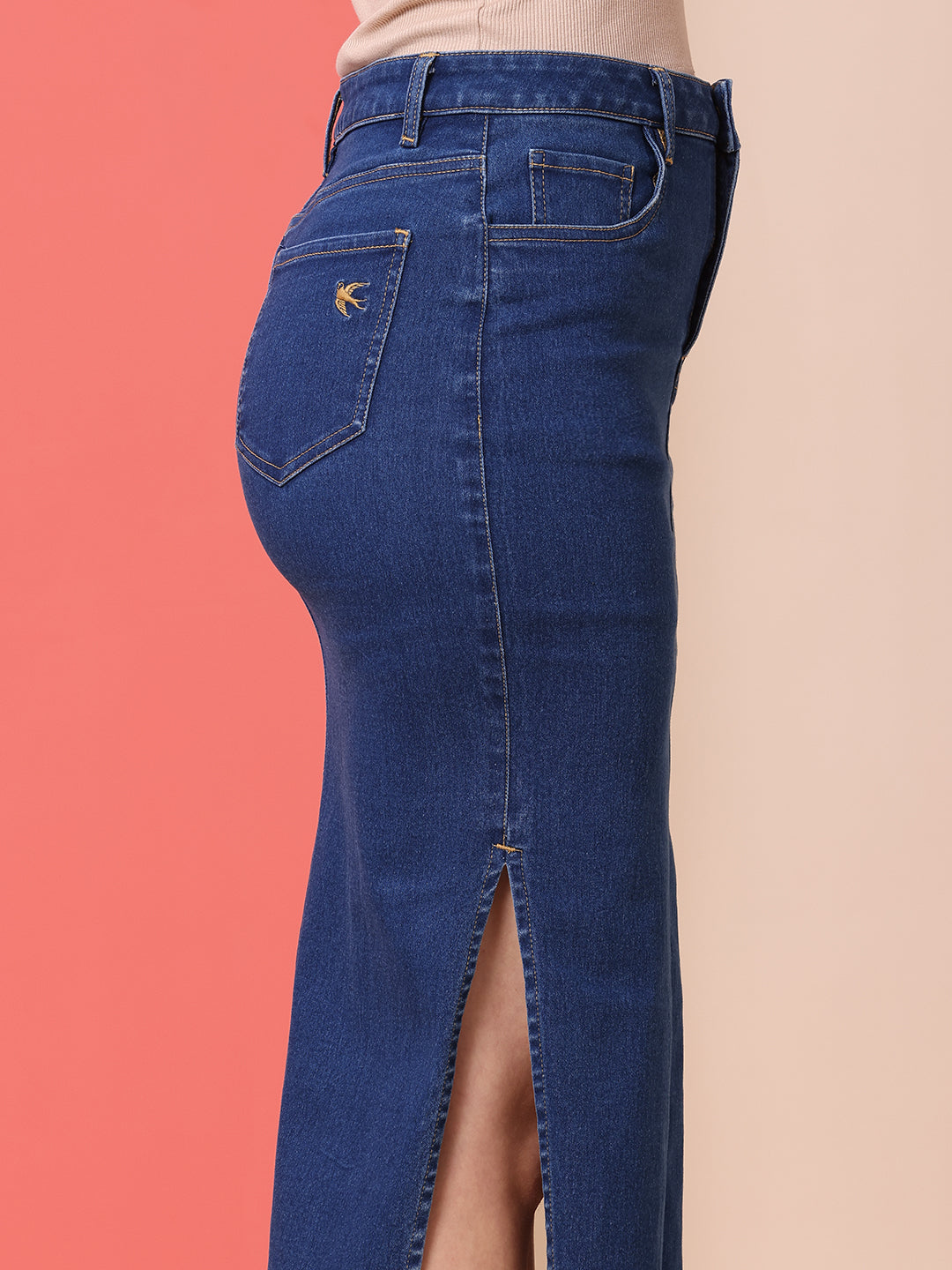 5 POCKET DENIM PENCIL SKIRT W/ SIDE SLITS