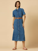DENIM BELTED SHIRT DRESS