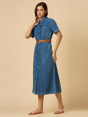 DENIM BELTED SHIRT DRESS