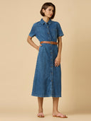 DENIM BELTED SHIRT DRESS