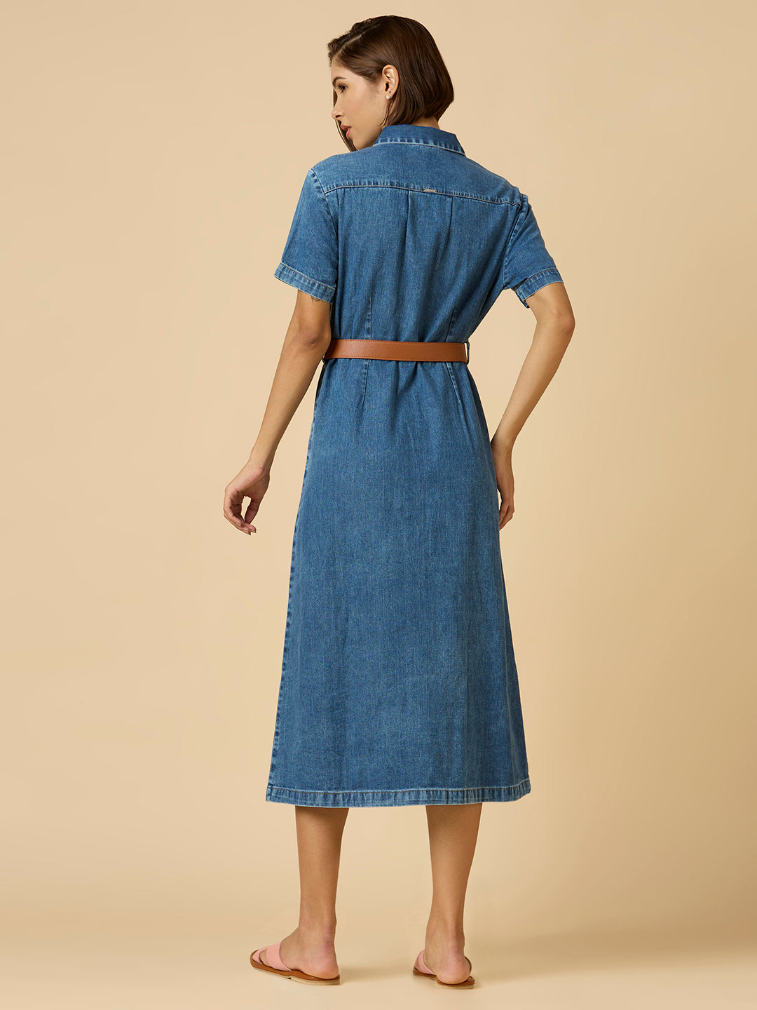 DENIM BELTED SHIRT DRESS