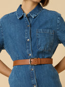 DENIM BELTED SHIRT DRESS