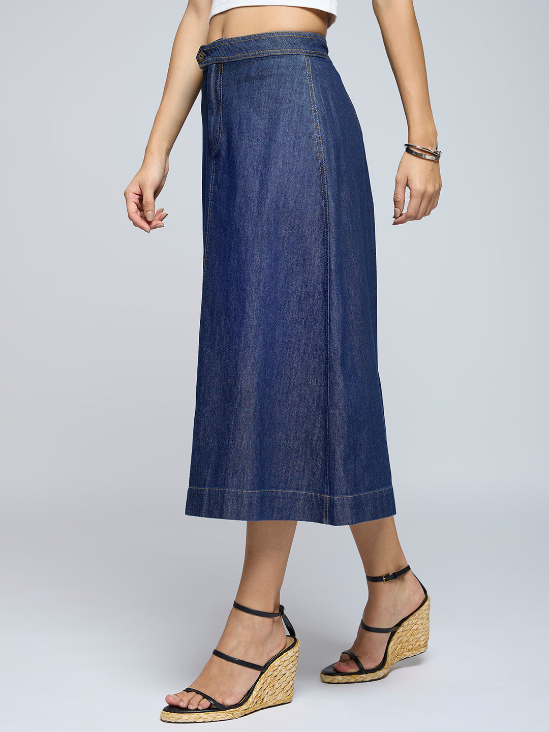 INDIGO WASH A-LINE DENIM SKIRT