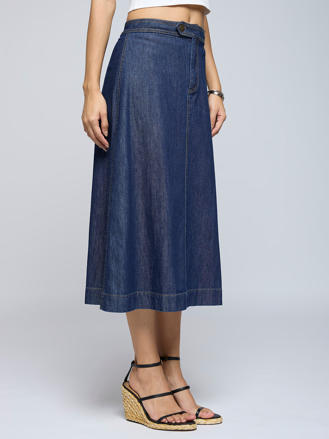 INDIGO WASH A-LINE DENIM SKIRT