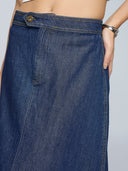INDIGO WASH A-LINE DENIM SKIRT