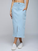 ICE WASH FRONT SLIT STRAIGHT SKIRT