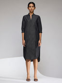 DENIM POP OVER SHIRT DRESS WITH HIGH-LOW HEM LINE