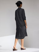 DENIM POP OVER SHIRT DRESS WITH HIGH-LOW HEM LINE
