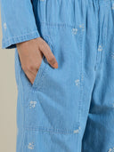 EMROIDERED DENIM JUMP SUIT