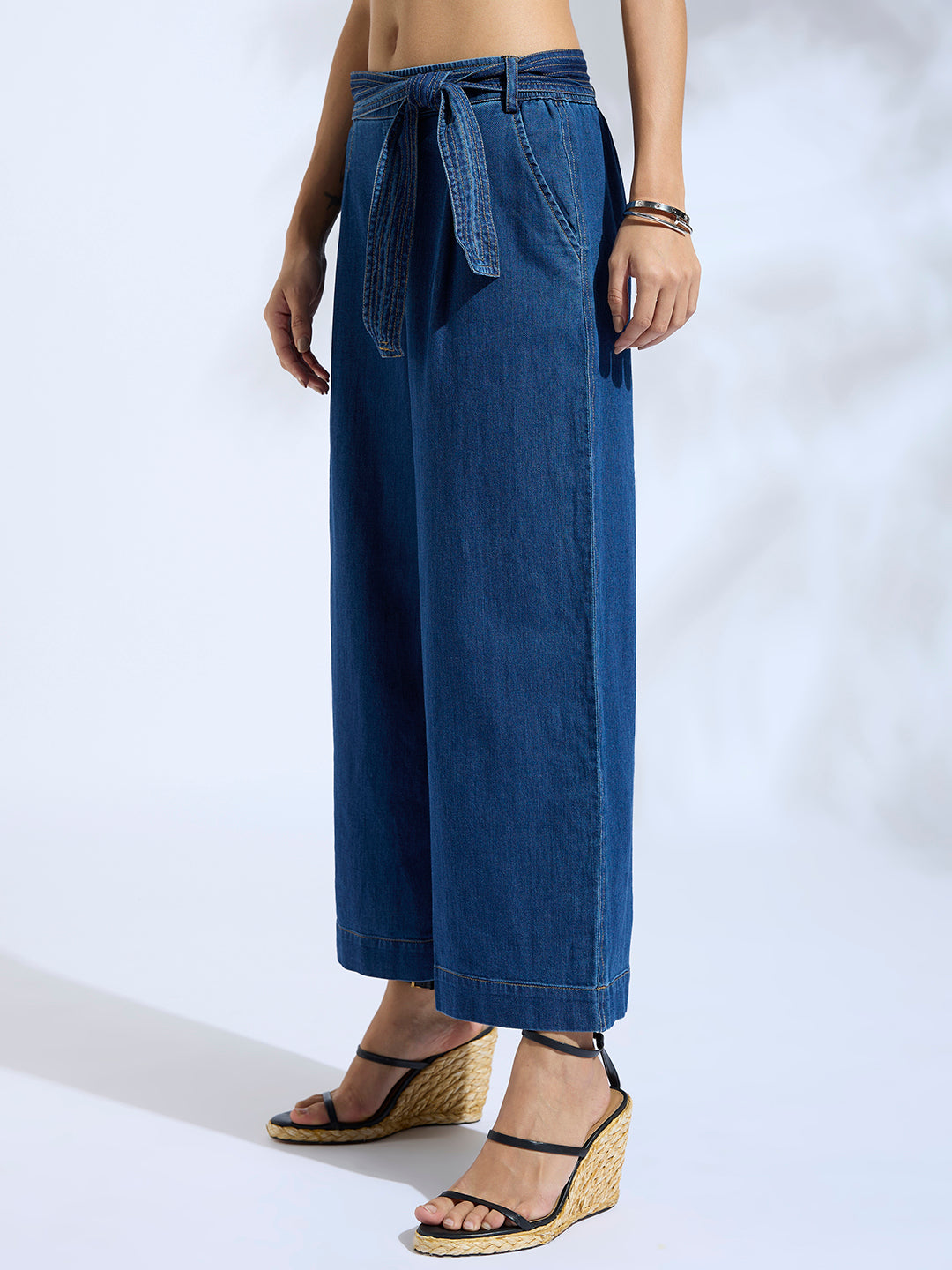 CROPPED WIDE LEG PULL ON JEANS