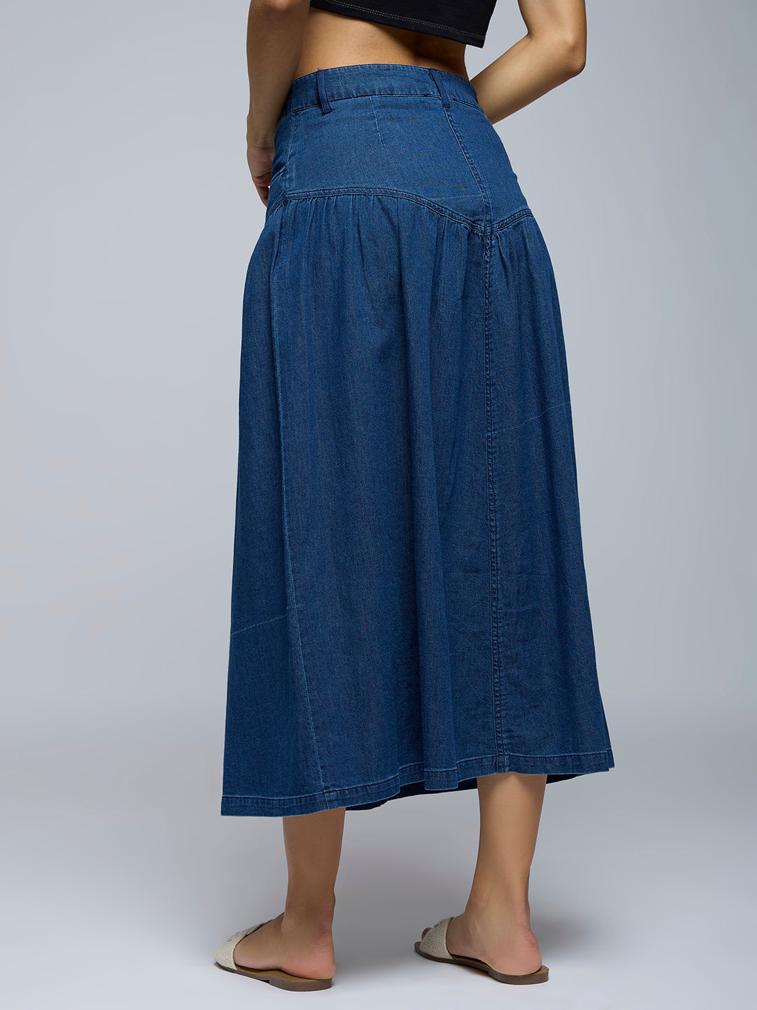 DARK BLUE A-LINE DENIM SKIRT
