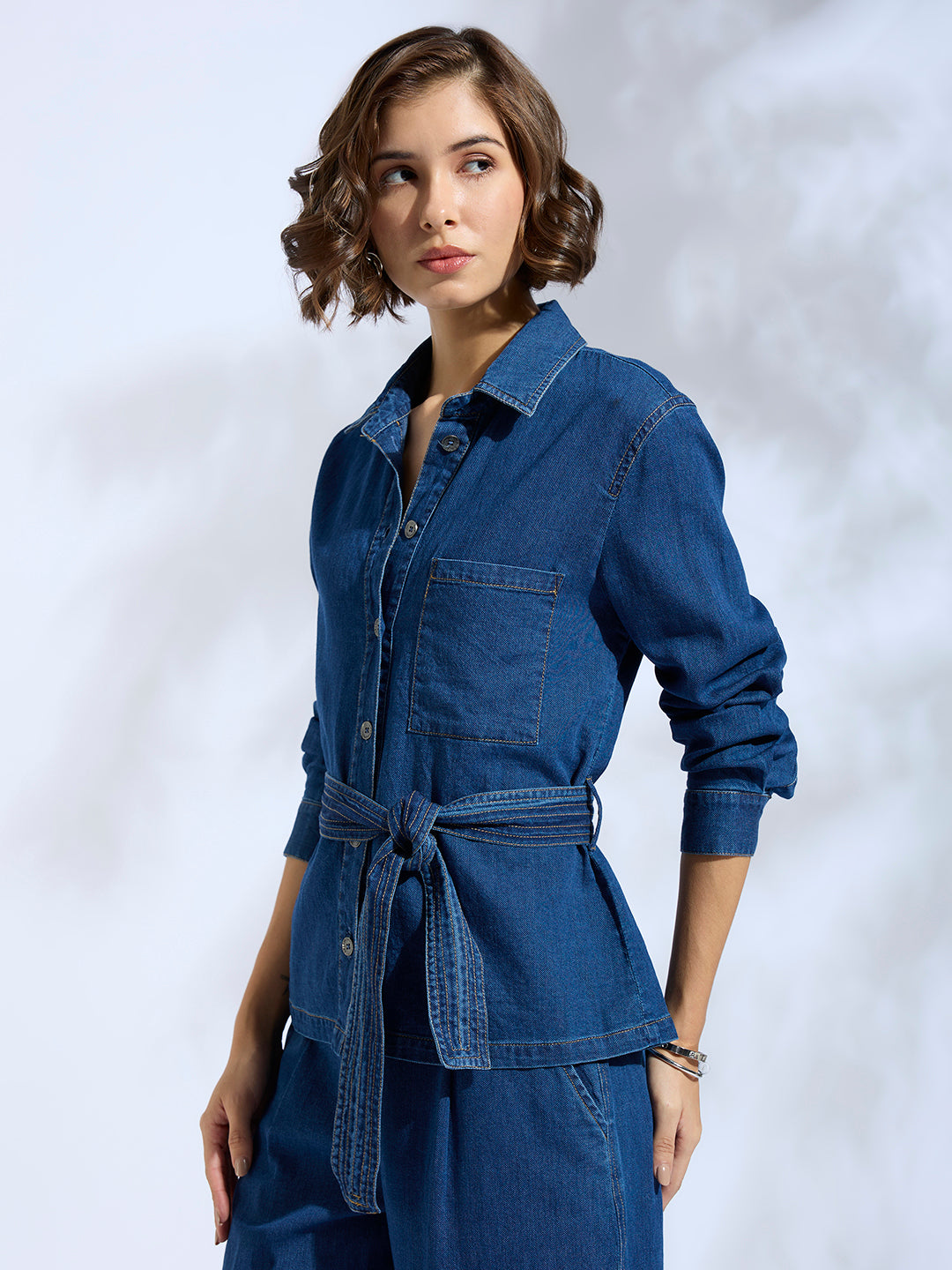 DENIM BELTED SHIRT