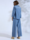 STRIPED DENIM POP OVER TUNIC & PANTS CO-ORD SET