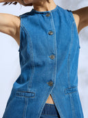 DENIM PANELLED VEST