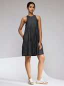 DENIM TIERED SHORT DRESS