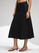 PANELLED A-LINE DENIM SKIRT