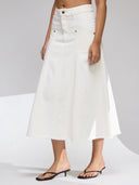PANELLED A-LINE DENIM SKIRT