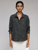 HEART EMBROIDERED DENIM SHIRT