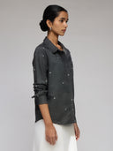 HEART EMBROIDERED DENIM SHIRT