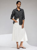 PANELLED A-LINE DENIM SKIRT
