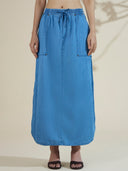 DENIM STRAIGHT SIDE SLIT SKIRT